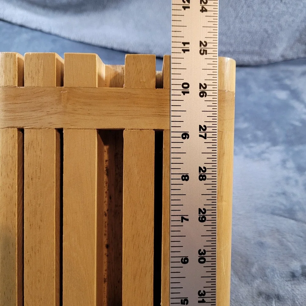 Universal Wooden Knife Block Multi Slot Cutlery Organizer Natural Wood Finish